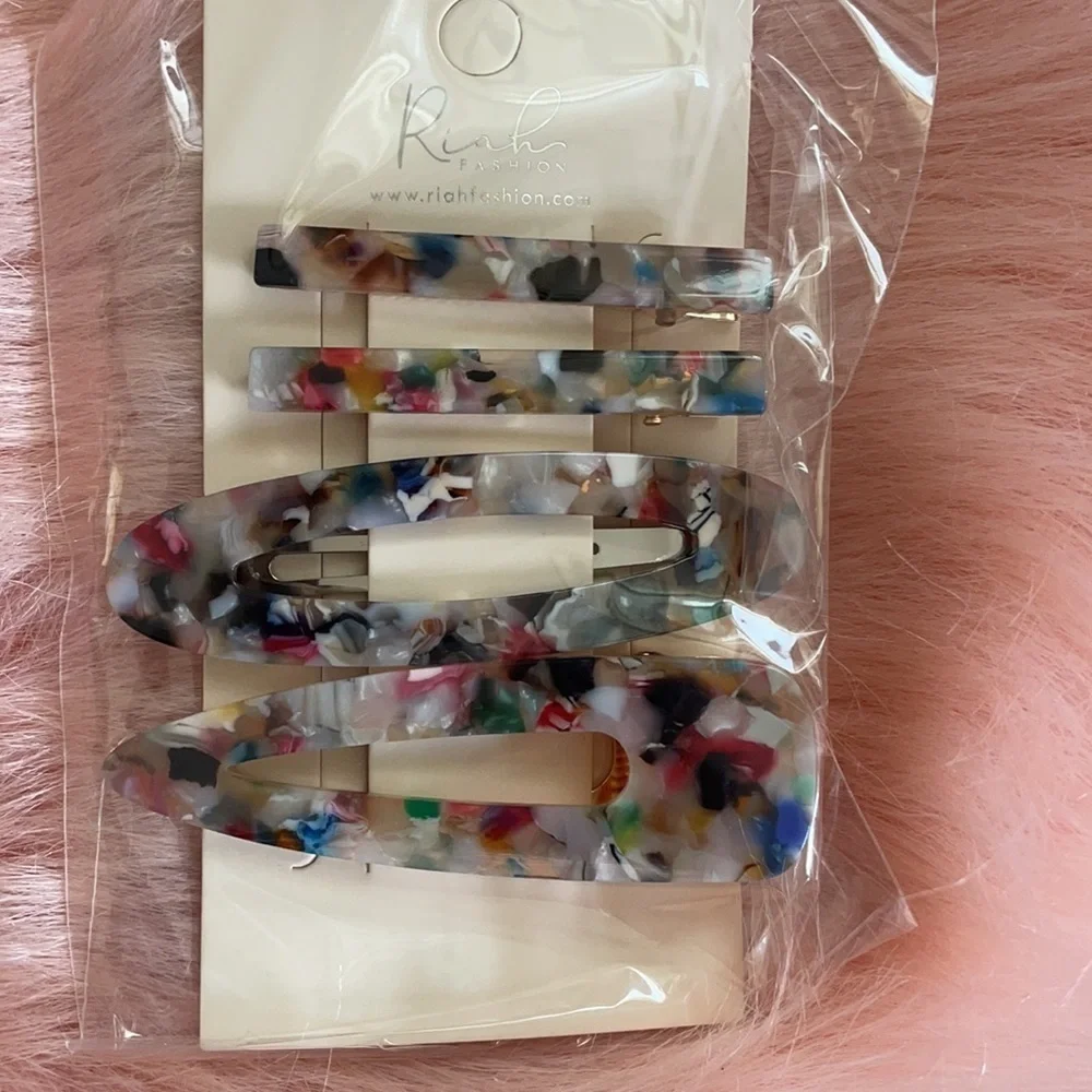 J. Elise Boutique Multicolor Tortoise Acrylic Hair Clip Set Statement Barrettes
